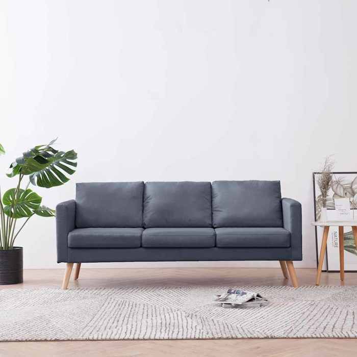 Promo étéCanapé à 3 places - SWEETY - [par siège:110 kg] - Tissu Gris foncé - Dimensions:168x70x73cm 325413