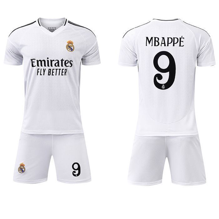 Maillot Et Short YOHA Madrid Mbappe #9 – Lot Cadeau Pour Enfants, Tailles Junior