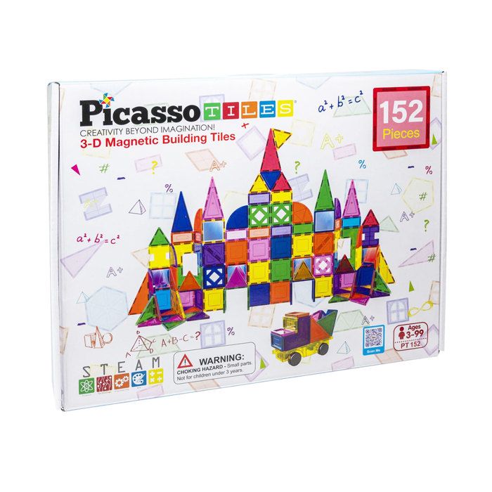 Picasso Tiles ensemble de tuiles magnétiques avec miroirs - 152 pièces - jouet éducatif
