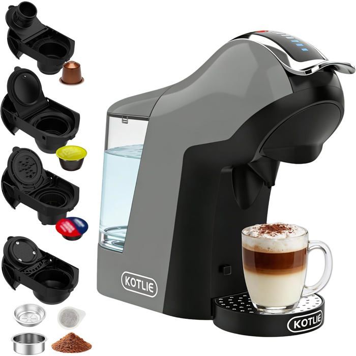 Machine à Café à Capsules 5 en 1 Multi-Capsules - 19 Bars et Réservoir 1 L - 3 Températures / 7 Quantités dEau