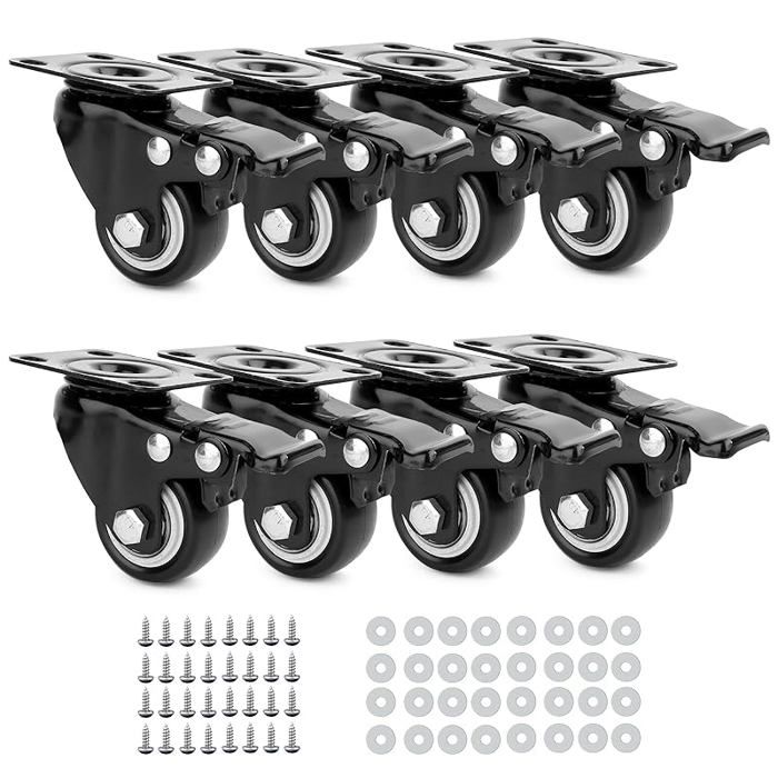 8 Pièces Roulettes pour Meubles 40mm - Charge Lourde Jusqu& 39 à 200KG avec 8 Frein - Pivotantes avec Vis  PIECES DETACHEES CUISSON