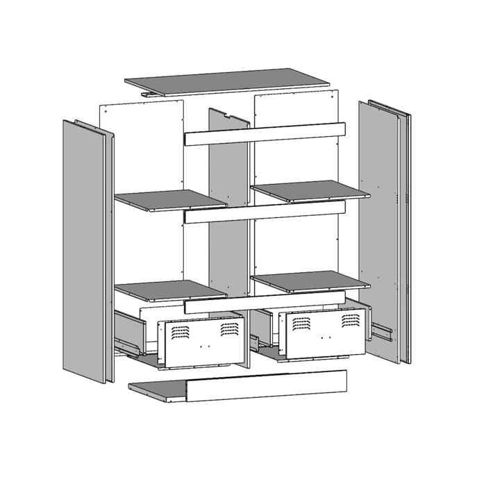 Rangement de cuisine - Buffet haut blanc 67x39x95 cm acier - Buffet Vaisselier Rangement@119304