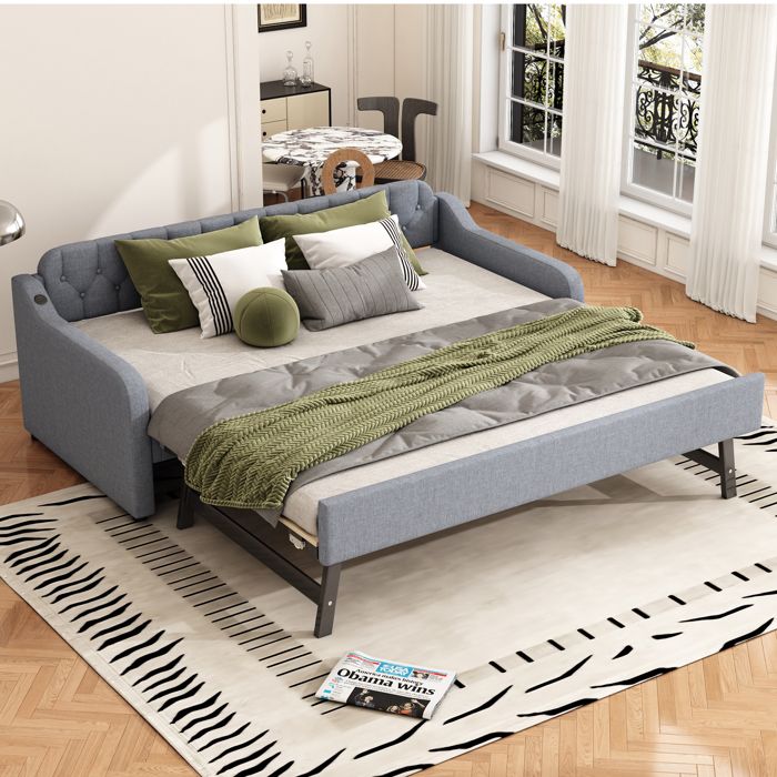Lit banquette - KOMHTOM - Canapé‑lit simple - 90 x 200 cm - Lit gigogne - Sommier à lattes Lit banquette - KOMHTOM - Canapé‑lit simple - 90 x 200 cm - Lit gigogne - Sommier à lattes