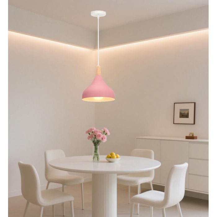ElektraH Lampe Suspension Moderne Rose 20cm Lustre Luminaire Reglable Vintage Style Goutte Chapeau Plafonnier pour Chambre Salon