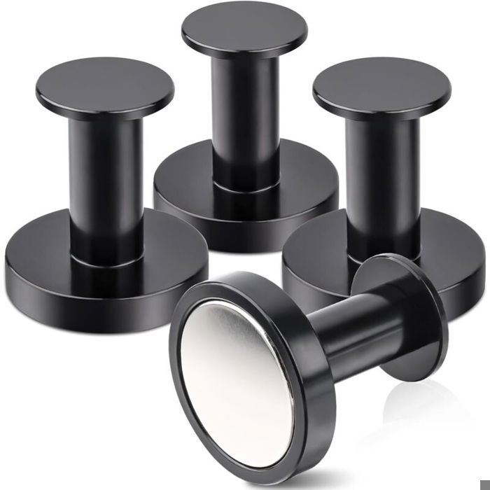 Lot de 4 crochets magnétiques extra puissants - 36 mm - Haute performance - Noirs - Aimants en néodyme - Extra puissants - Croche