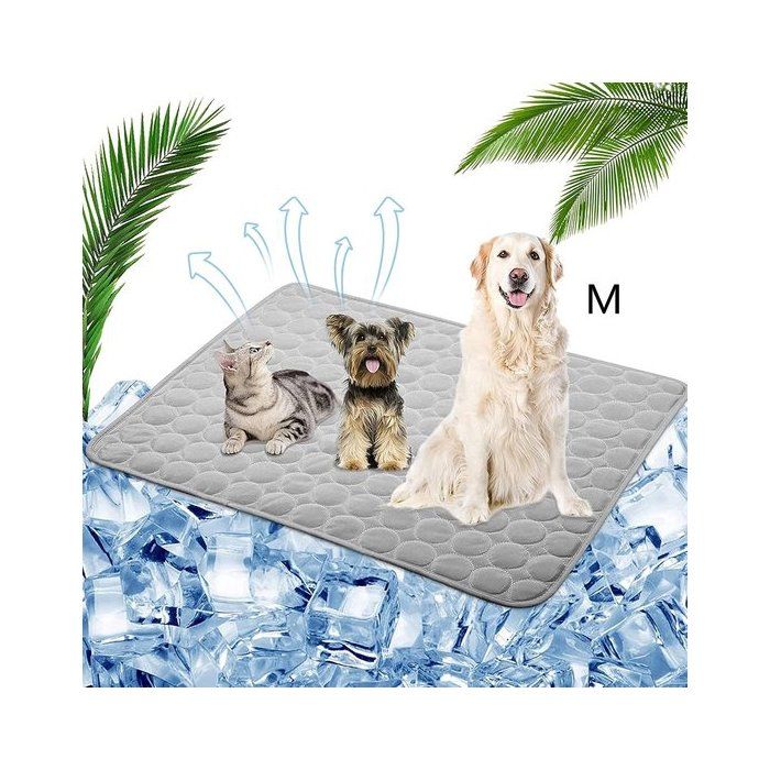 Tapis rafraîchissant pour chiens et chats  Gris (M)  60 x 50 cm  Tapis rafraîchissant sans gel toxique  Effet rafraîchissant nat