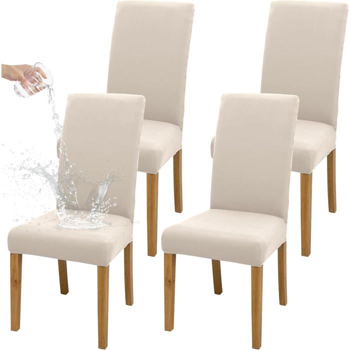 Housse de Chaise Extensible Lot de 4 Housse de Protection pour Chaise Salle à Manger Amovible Lavable en Tissu Élastique