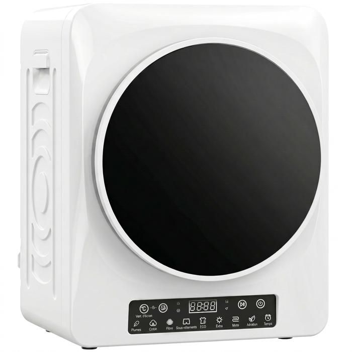 Sèche Linge Compact 5kg - Mini Sèche-Linge à Évacuation 1000W - Extra Sec ECO - LED Tactile - Blanc - Rolipo