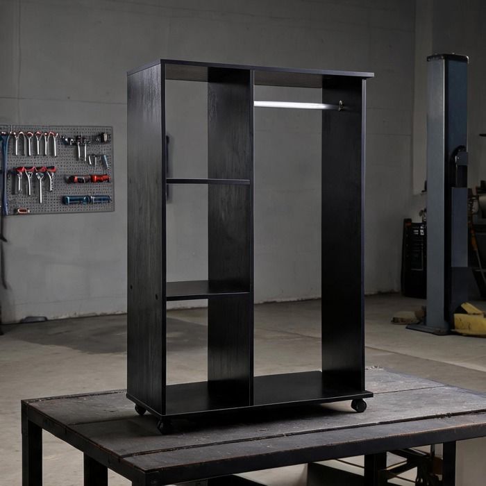 Armoire penderie ouverte mobile 80x40x128 cm noir - Panneaux de particules