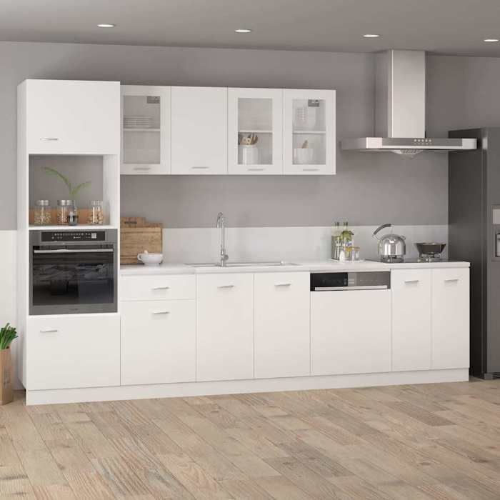 Soldes d’automneCaisson de cuisine Blanc - Meuble micro-ondes - Vitrine de cuisine - Lyon Blanc 60x57x207cm - Bois dingénierie