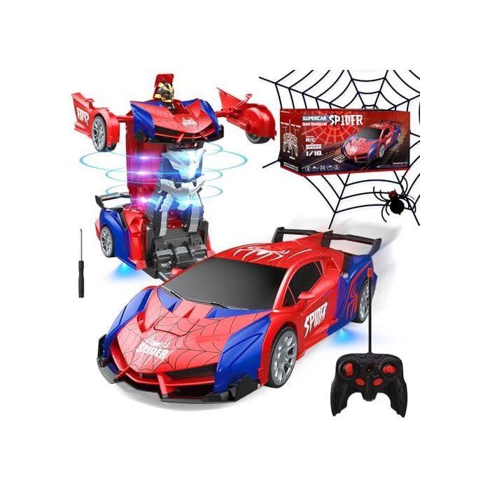 Voiture radiocommandée - GENERIQUE - Spider 2.4GHz Transformation Robot - 2 en 1 transformable - Rotation 360° - Rouge