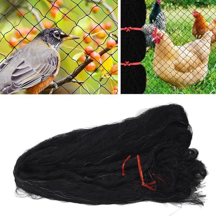 Filet Protection Oiseaux TTL Garden - 2x10 M - Maille 12x12 Mm - Polyéthylène 30 G/m² - Noir - Pour Arbres, étangs, Balcons