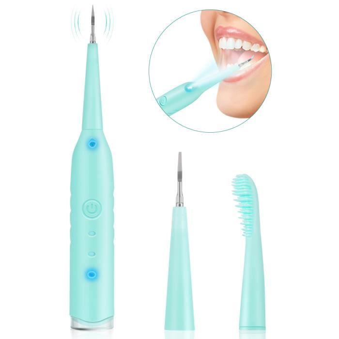 La brosse à dents électrique portative élimine le tartre avec 3 têtes de rechange bleues