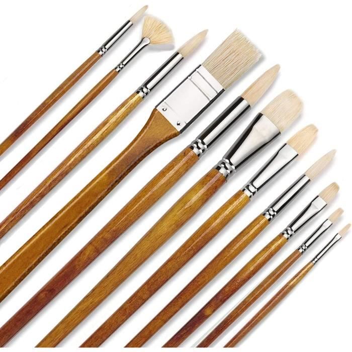 Lot De 3 Pinceaux Da Vinci Chuneo Pour Huile & Acrylique | Poils Synthétiques Haute Qualité | Taille Plate 4, 12 Et Ronde 2 - 11