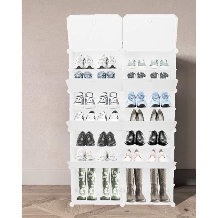 Range-chaussures WOLTU 4 étages Pour 12 Paires - 60x28x71cm Noir - Montage Facile Sans Vis