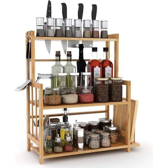3 niveaux debout étagère à épices cuisine salle de bain comptoir