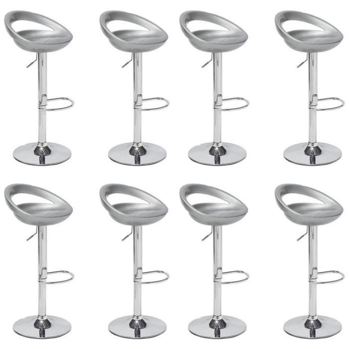 Tabouret de bar gris metal - GODDESS - Lot de 8 - Structure en métal - Assise en ABS - Contemporain Tabouret de bar gris metal - GODDESS - Lot de 8 - Structure en métal - Assise en ABS - Contemporain