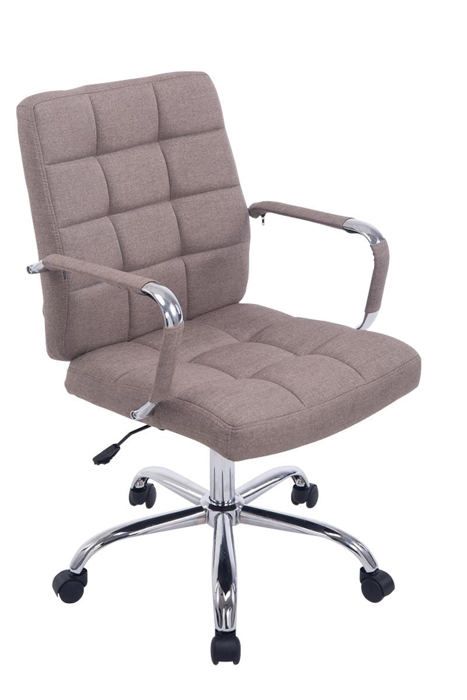 chaise fauteuil de bureau à roulettes en tissu taupe hauteur reglable
