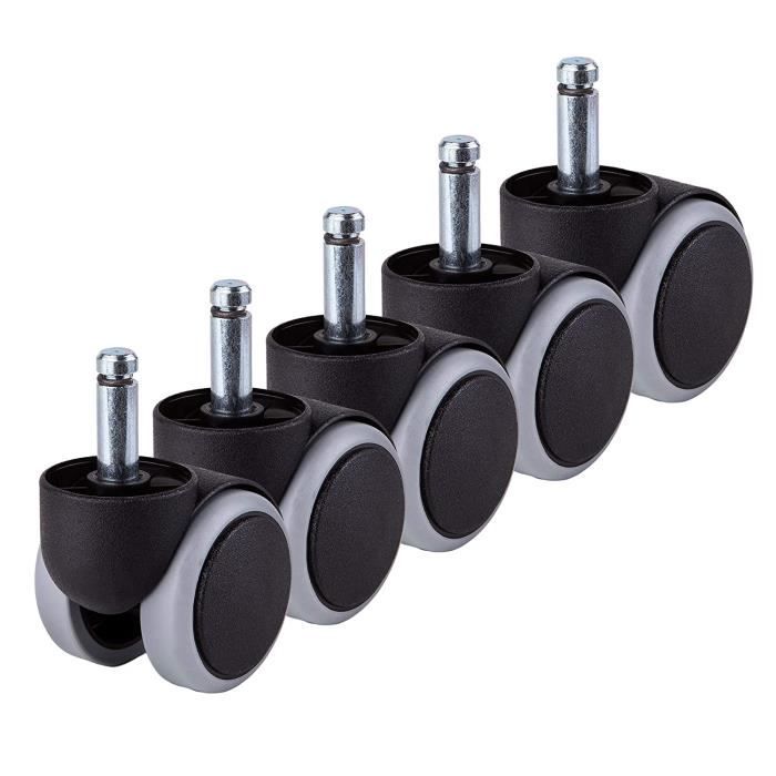 Lot De 5 Roulettes Pivotantes En Caoutchouc - 50mm Pour Chaises De Bureau | Remplacement Facile