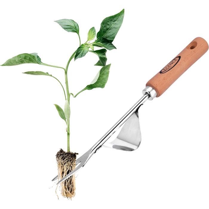 Couteau Désherbeur Manuel En Acier Inox - Manche Bois - Sarcloir Classique Pour Arracher Les Mauvaises Herbes Facilement