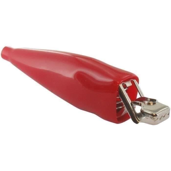 Lot de 10 Pinces clip 10A - Gainé rouge (négatif) - Réassort de notre Coffret 9218341