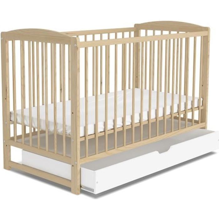 Lit Bebe Ada Pin Tiroir Blanc Cdiscount Puericulture Eveil Bebe