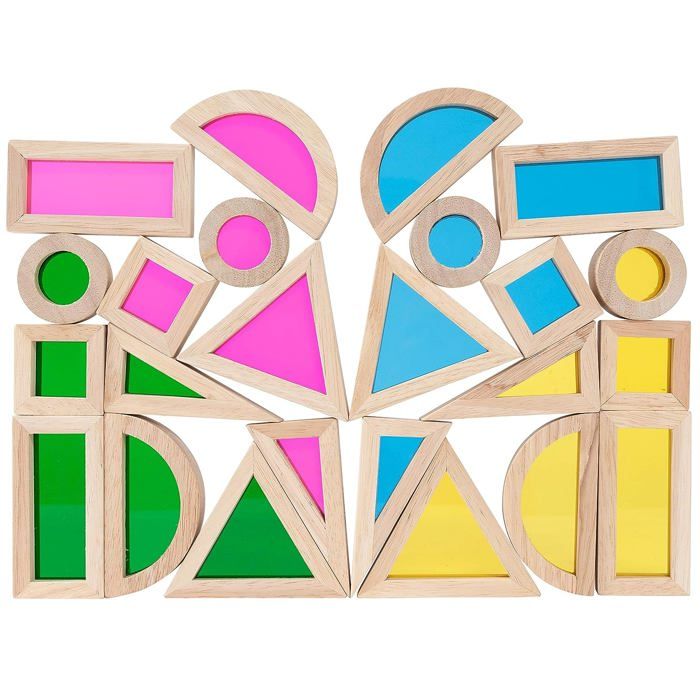 Jouet éducatif - Formes géométriques en bois - Boite de 24 - Multicolore - A partir de 12 mois