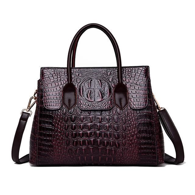 Sac a main en cuir veritable Crocodile pour femmes sacs de luxe de styliste sacs a bandouliere retro fourre tout.Violet Violet Cdiscount Bagagerie Maroquinerie
