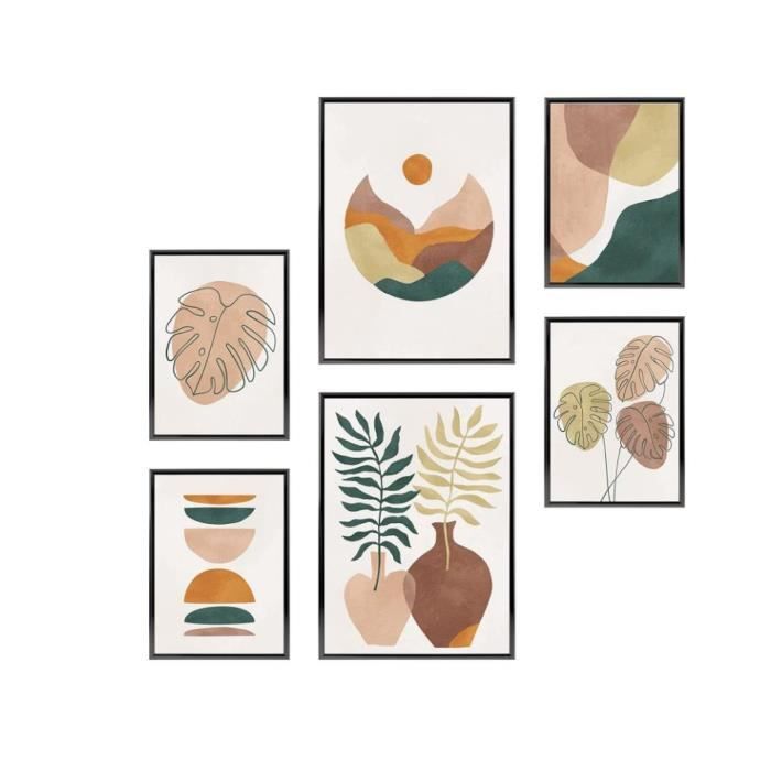 Set 6 Posters Déco Murale Mindful Beige Beach - Décoration Maison/Bureau Sans Cadres