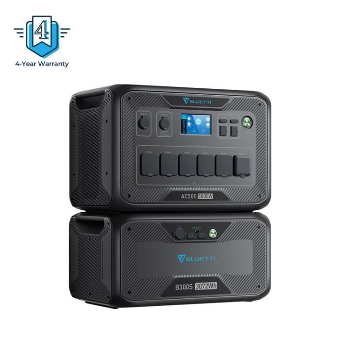 Station électrique portable - BLUETTI - AC500 & B300S - 5 000W - Batterie LiFePO4 - 6 façons de recharger