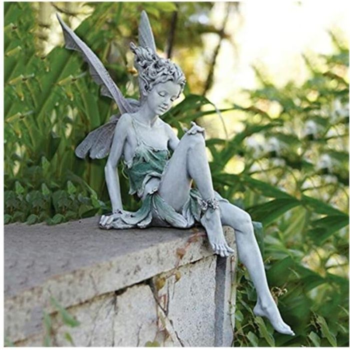 Statue décorative de jardin Fée assise en résine, enchantera votre jardin grâce à son charme magique et son design unique