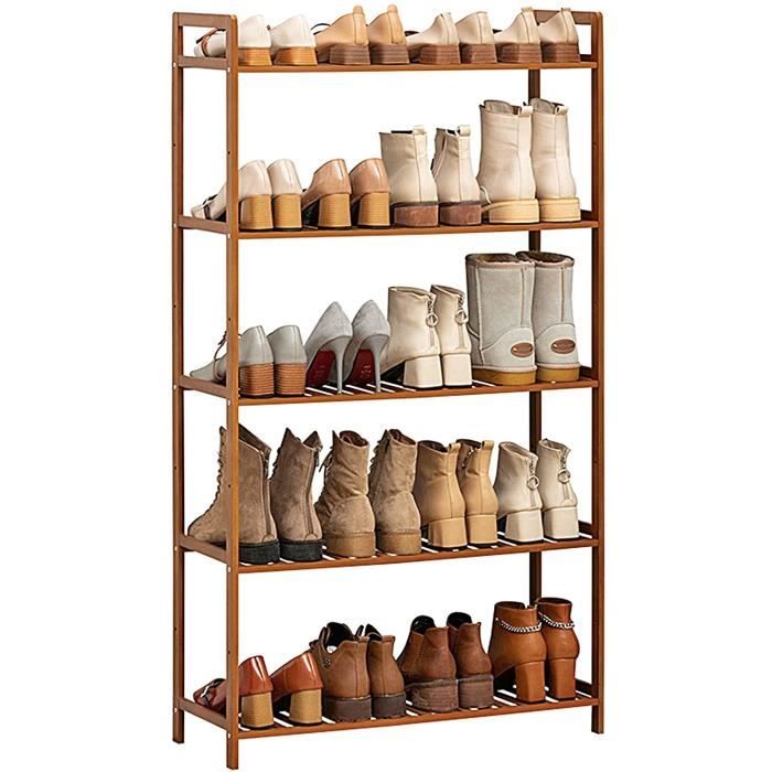 Étagère à Chaussures HOMCOM 5 Niveaux En Bambou - Range 16 Paires, 80x29x82 Cm - Design Moderne Pour Entrée, Salon, Vestiaire