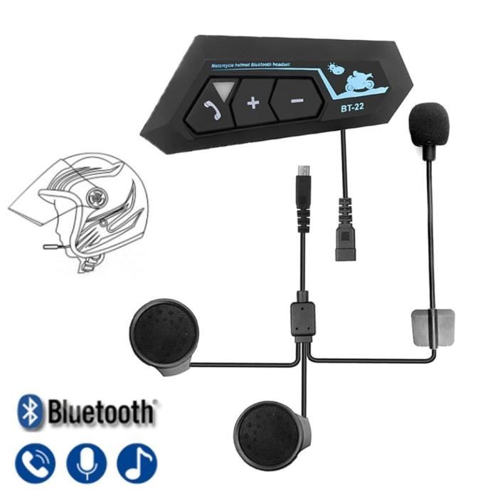 Oreillette Bluetooth pour casque de moto, kit mains-libres sans fil,  oreillette stéréo avec Microphone
