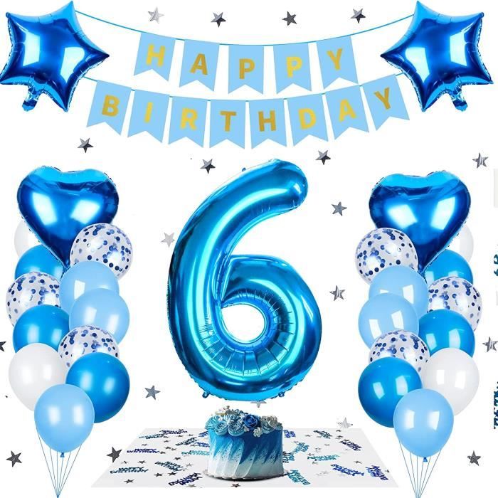 Decoration D Anniversaire Garcon 6 Ans Ballon 6 Decorations D Anniversaire Ballon Gonflable Happy Birthday Decoration Bleu G 245 Cdiscount Maison