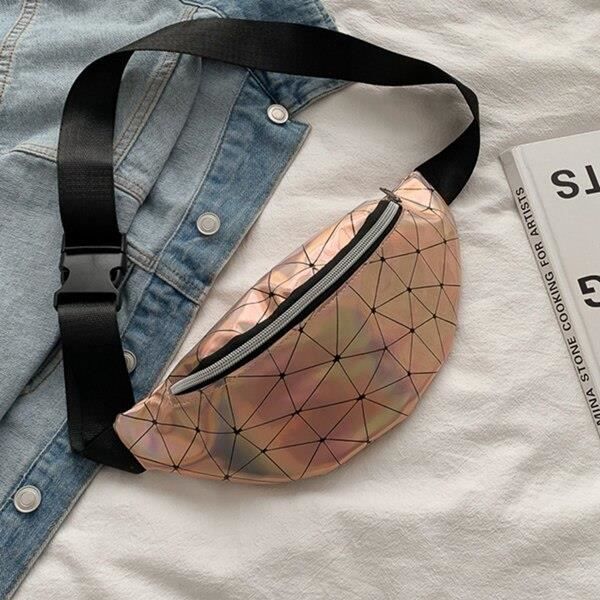 Lot De 2 Sac Banane Holographique Rave, Irisé, Brillant, Argenté