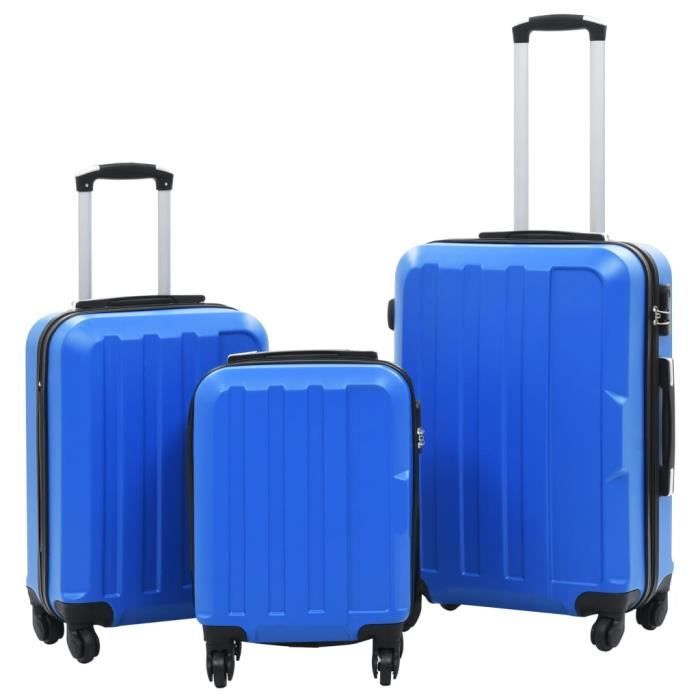 Liya-Valise rigide 3 pcs Bleu ABS 45,5 x 30 x 20 cm - 55 x 36 x 22 cm - 66 x  41 x 24 cm