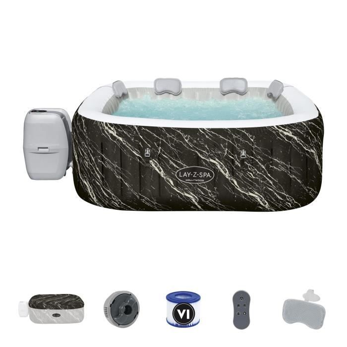 Spa gonflable BESTWAY Lay Z Spa Hollywood 140 airjets 180 x 180 x 66 cm 6 places Carré couverture cartouche - vue 2