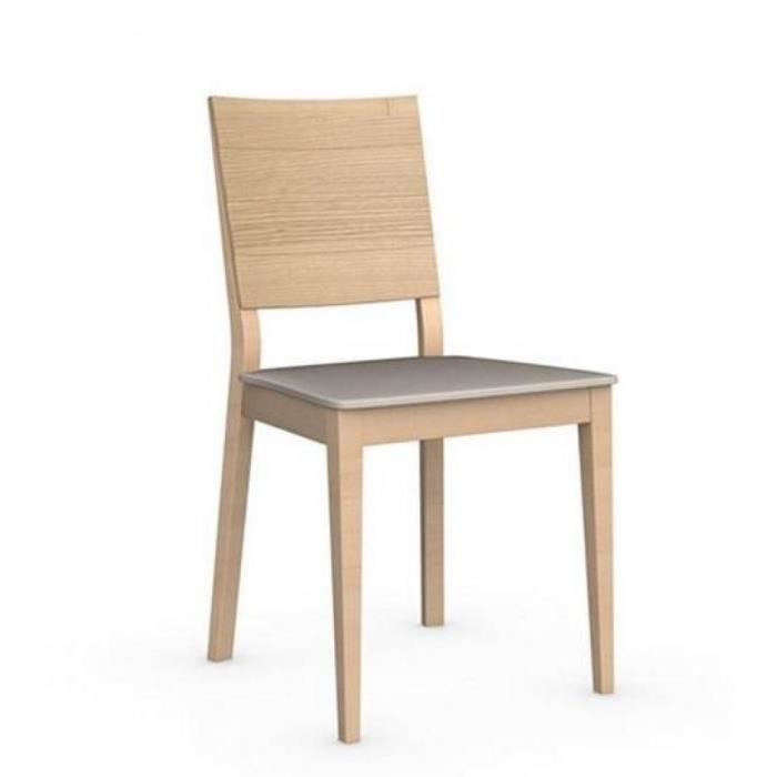 Chaise italienne STYLE LINE structure chêne assise tissu écru natural