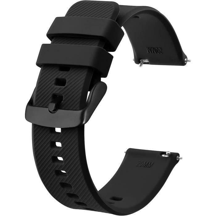 Fullmosa Bracelet pour Montre Connectée, 20mm, Noir, à Dégagement Rapide  pour Homme Femme,Cuir , - Achat/vente bracelet de montre - Cdiscount