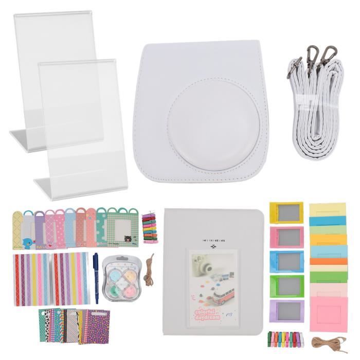 Cikonielf Accessoires pour Instax Mini 12 Accessoires pour Fujifilm Instax Mini 12, étui en cuir PU pour optique pack Violet Blanc