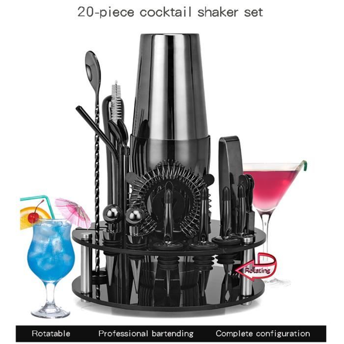 Cocktail Shaker Kit, Boston mélange 20 Pièces,Acier Inoxydable 750ML, Pilon  Cocktail, Kit Barman avec Accessoires-NOIR - La cave Cdiscount