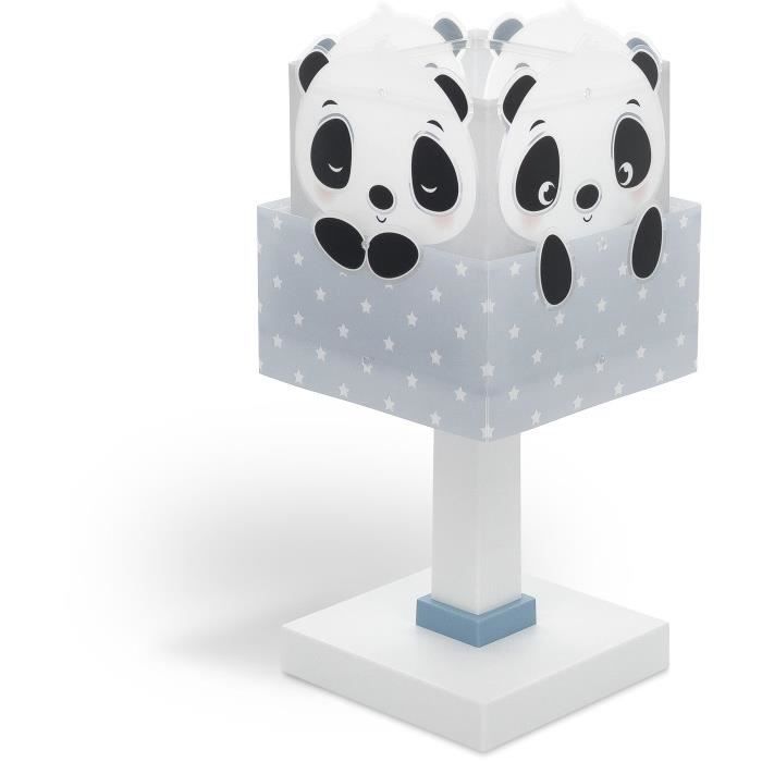 Dalber - Lampe de chevet enfant - Panda - Motif panda, L 15 cm, H 30 cm, Bleu