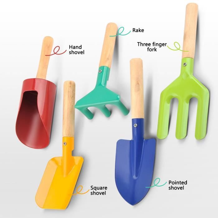 Kit Jardinage Enfant Sharplace - 6 Outils En Métal Et Bois - Pour Jeu Éducatif 3+ Ans