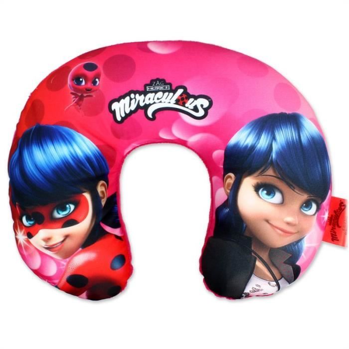 Cale Tête MIRACULOUS LADYBUG, Protège Nuque, Coussin de Voyage Voiture Disney Enfant