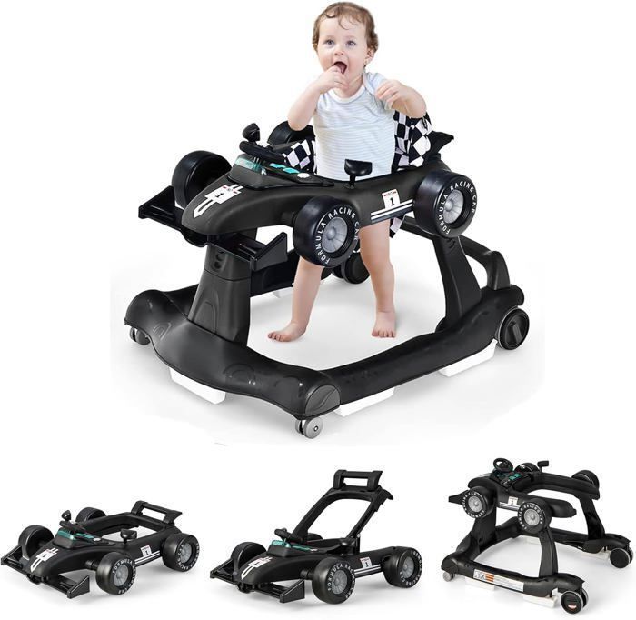 GOPLUS Trotteur Bébé Pliable Évolutif 3 en 1, 6-18 Mois, Charge Max 15 KG,  Musique&Lumière, Hauteur Réglable en 3 Positions,Noir - Cdiscount  Puériculture & Eveil bébé