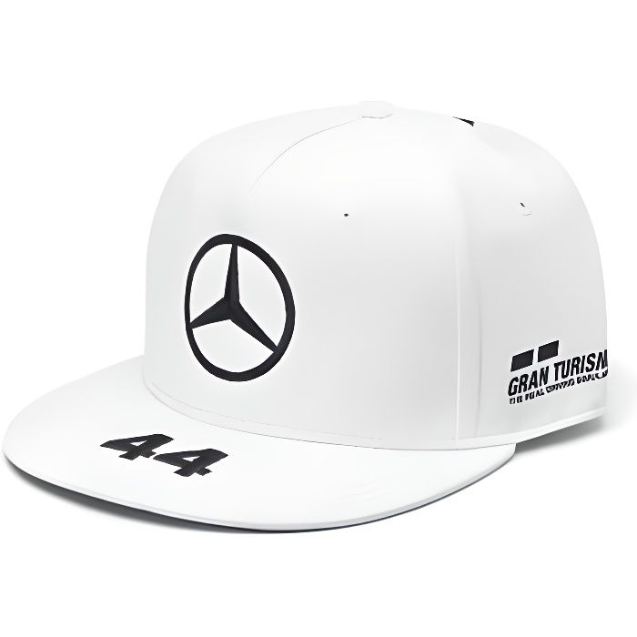 Casquette Plate MercedesAMG Petronas Motorsport Team F1 Driver Lewis Hamilton 44 Blanc