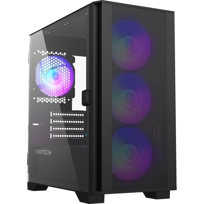 Boîtier Micro-ATX - MONTECH - Air 100 ARGB - Verre trempé - Noir - Éclairage ARGB