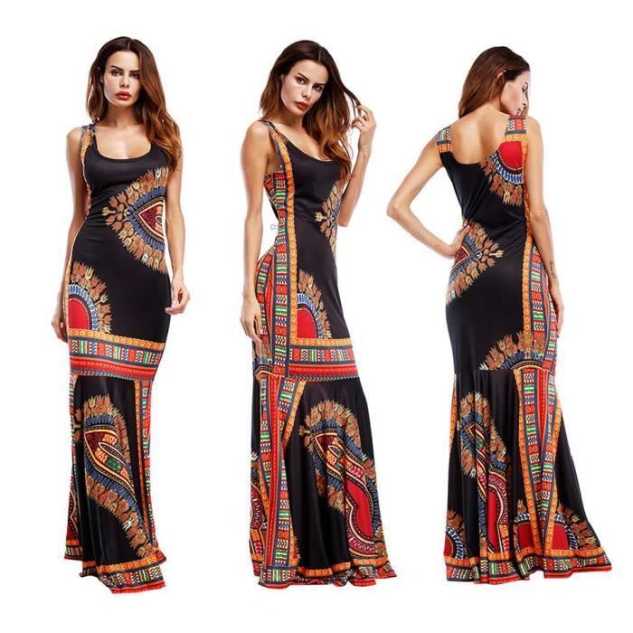 Robe Longue Robe De Plage Grande Taille Femme Chic 2018 Printemps Ete Rétro Impression Sexy 159