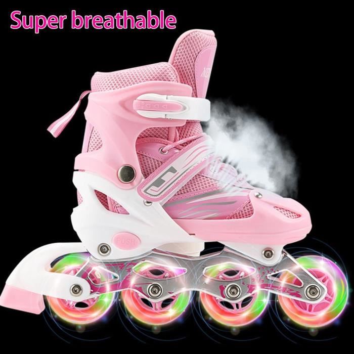 Rollers 3 ans-ados roller fille/enfants/femmes/garcon rollers en ligne  lumineux, ajustables M 35-38 Rose FA001 - Achat / Vente Rollers 3 ans-ados  roller f - Cdiscount