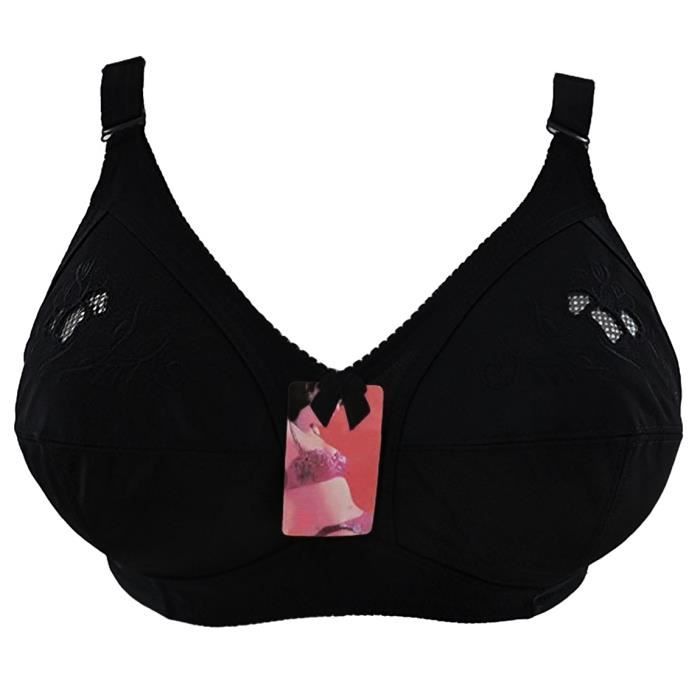 Lingerie Soutien Gorge Noir Sans Armature Bonnets D Broderie Ajourée Taille 100D 